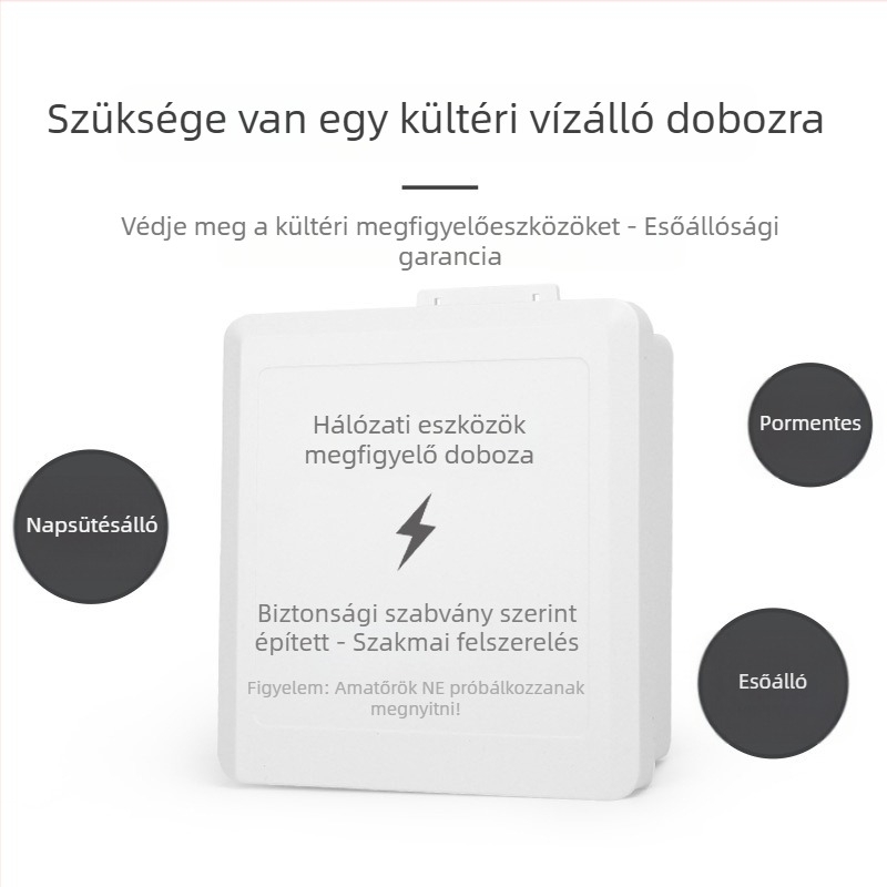 Kültéri vízálló műanyag ház megfigyelő berendezéshez és tápegységhez, csatlakozódoboz