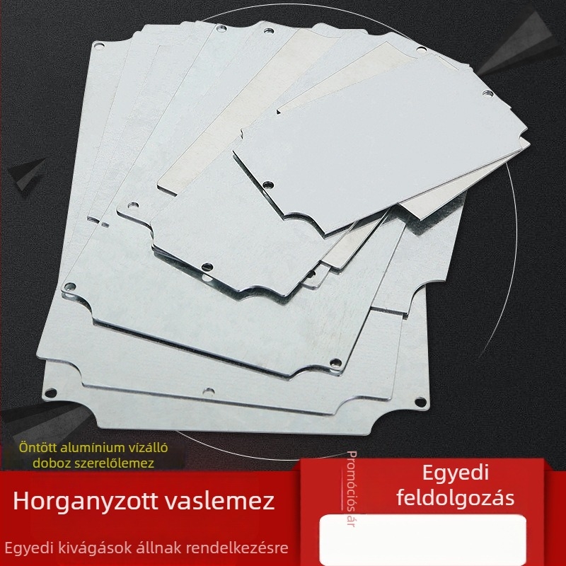 Galvanizált szerelőlemez, vízálló csatlakozódoboz belső alsó lemeze, elosztódoboz, permetezésálló tápegység-doboz, fém rögzítőlemez