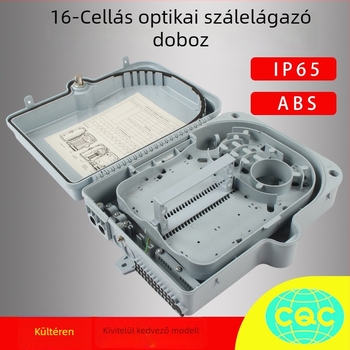 1×16 optikai kábeles elosztó doboz – 16 szálas GPON/EPON terminál doboz, kültéri oszlopra vagy falra szerelhető
