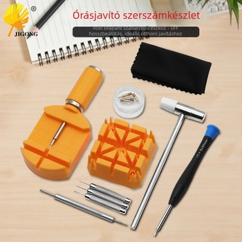 Órásjavító szerszámkészlet: toknyitó, szíj eltávolító, szíj állító, csapütő, kis kalapács, rozsdamentes acél — márka Xing wei qiang