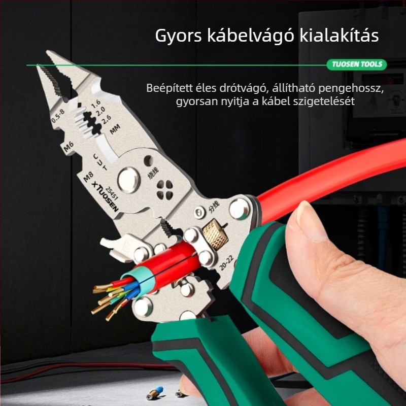 Ipari szintű többfunkciós elektromos huzalvágó, osztó és összecsukható toll, állítható tekercselés és nagy nyílású vágó