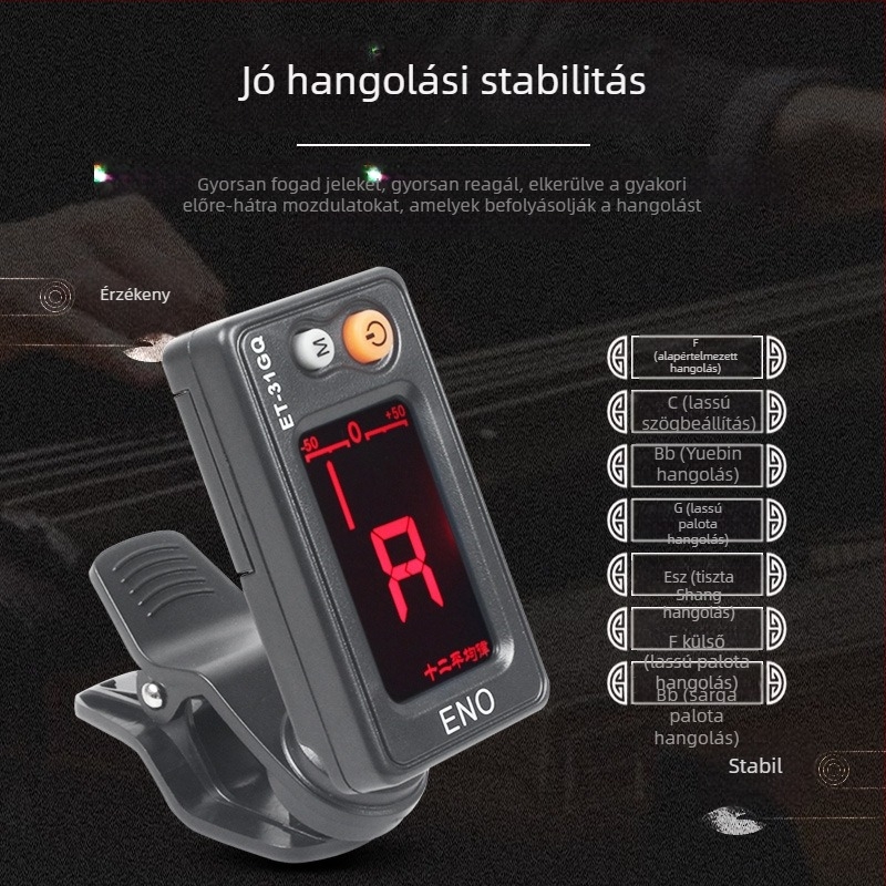 ENO ET-31GQ Guqin hangoló — Elektronikus hangoló Guqin-hoz metronommal és capoval