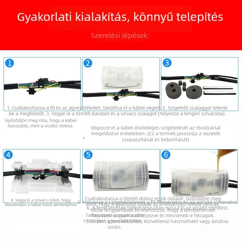 Föld alatti kábelcsatlakozó doboz közvilágításhoz, modell GNYT-M5, márka Gannan, vízálló, ragasztó töltőanyag 2000 g, 1 bemenet / 2 kimenet
