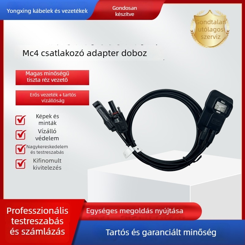 MC4 kábeladapter napelemes csatlakozódobozhoz, MC4 férfi és női csatlakozóval
