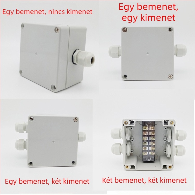 Kültéri vízálló elosztó doboz terminállal, 83×81×56 mm, 1 bemenet és 2 kimenet