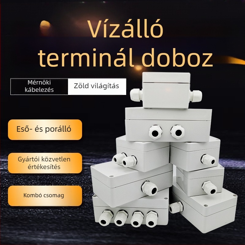Kültéri vízálló elosztó doboz terminállal, 83×81×56 mm, 1 bemenet és 2 kimenet