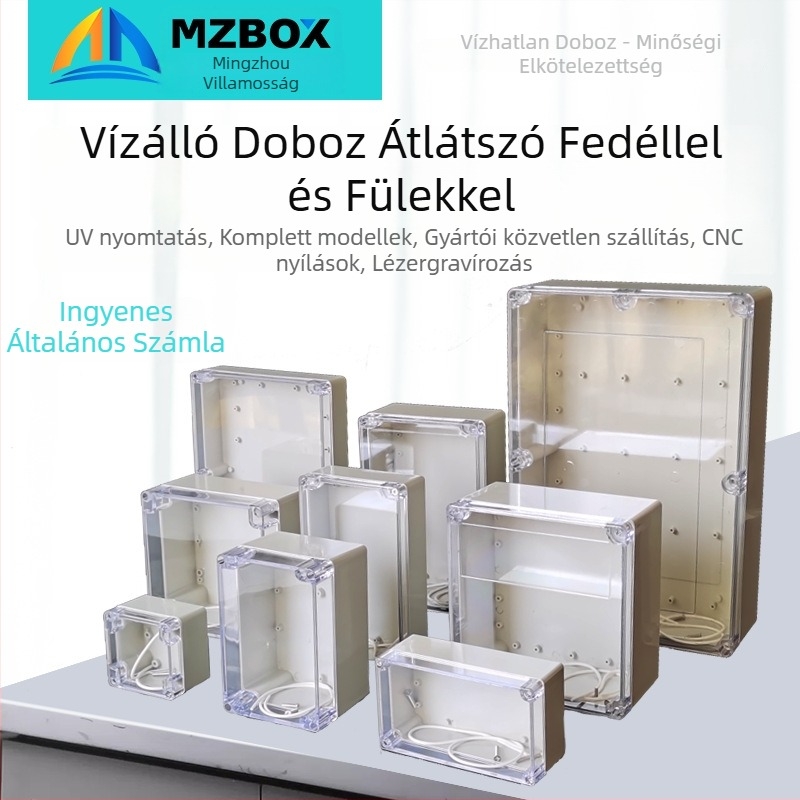 Kültéri vízálló ABS műanyag csatlakozó doboz átlátszó fedéllel PCB táblák és eszközök számára
