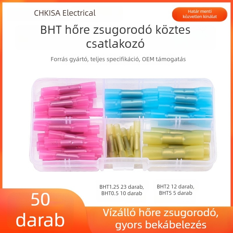 Hőszűkítő cső vezetékekhez, középső összekötő, krimp terminál adapter