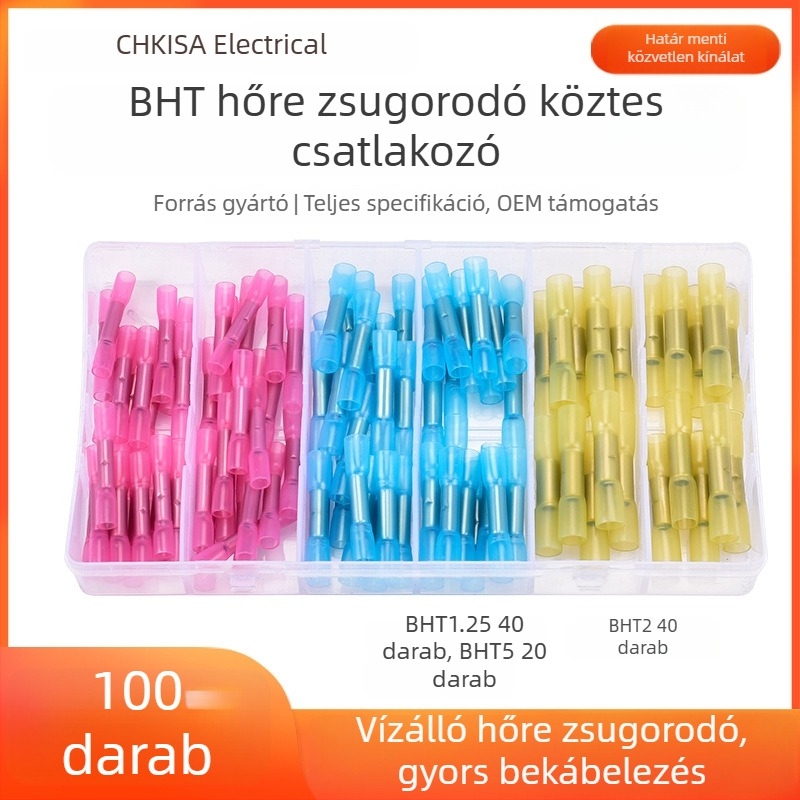 Hőszűkítő cső vezetékekhez, középső összekötő, krimp terminál adapter