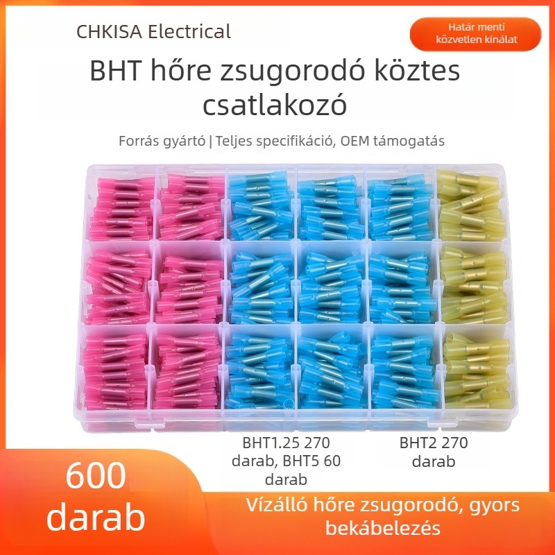 Hőszűkítő cső vezetékekhez, középső összekötő, krimp terminál adapter