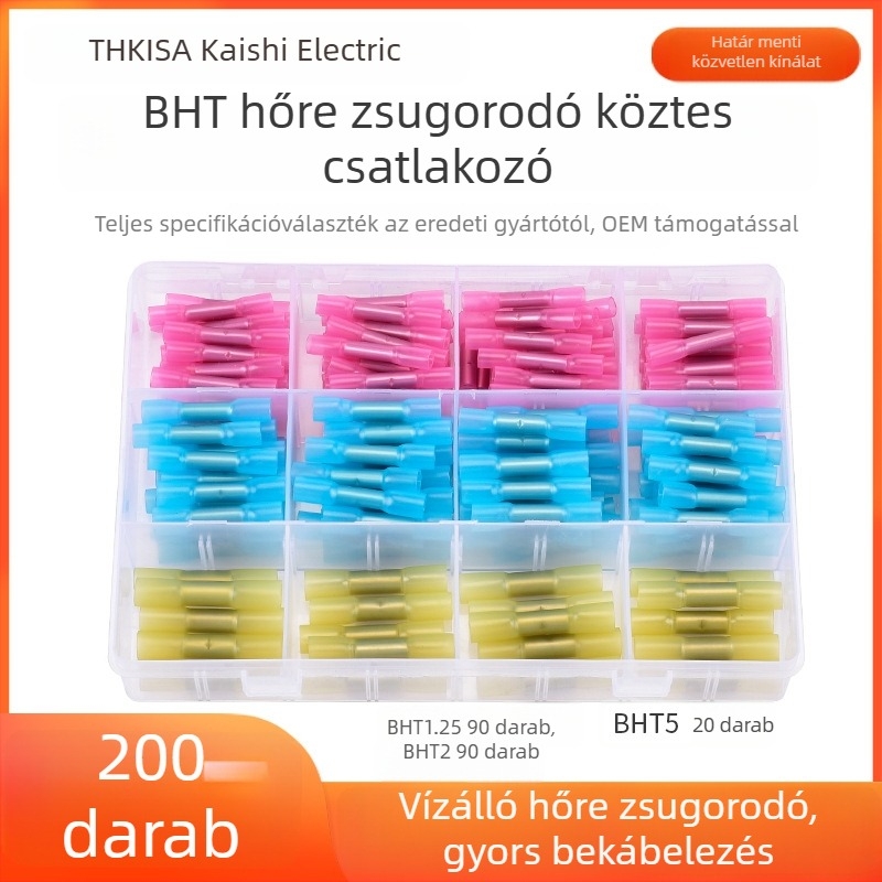Hőszűkítő cső vezetékekhez, középső összekötő, krimp terminál adapter