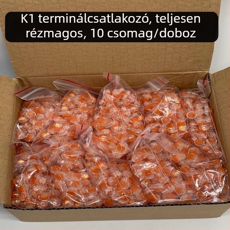K1 ónozott réz telekommunikációs terminál, egy pengés, vastított, GB szabvány, hálózati és telefonkábelekhez, 200 db csomagolásban