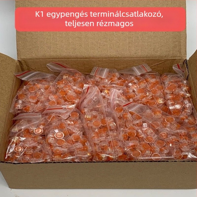 K1 ónozott réz telekommunikációs terminál, egy pengés, vastított, GB szabvány, hálózati és telefonkábelekhez, 200 db csomagolásban