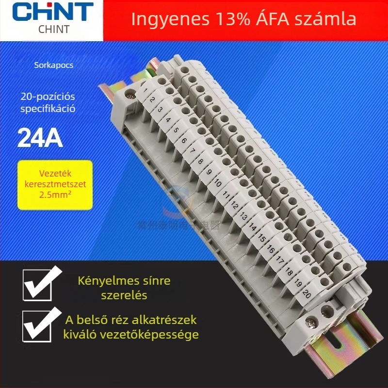 CHNT UK2520 vezetékelosztó doboz, kombinált panelcsatlakozó, 20 pozíció