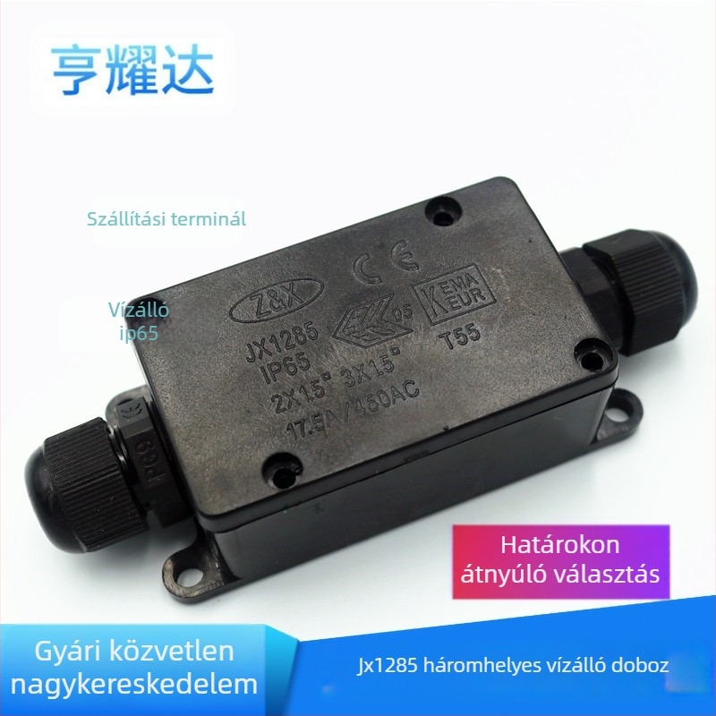 IP65 vízálló csatlakozó doboz kültéri föld alatti világításhoz, egy bemenet és egy kimenet, két végén terminálblokkokkal