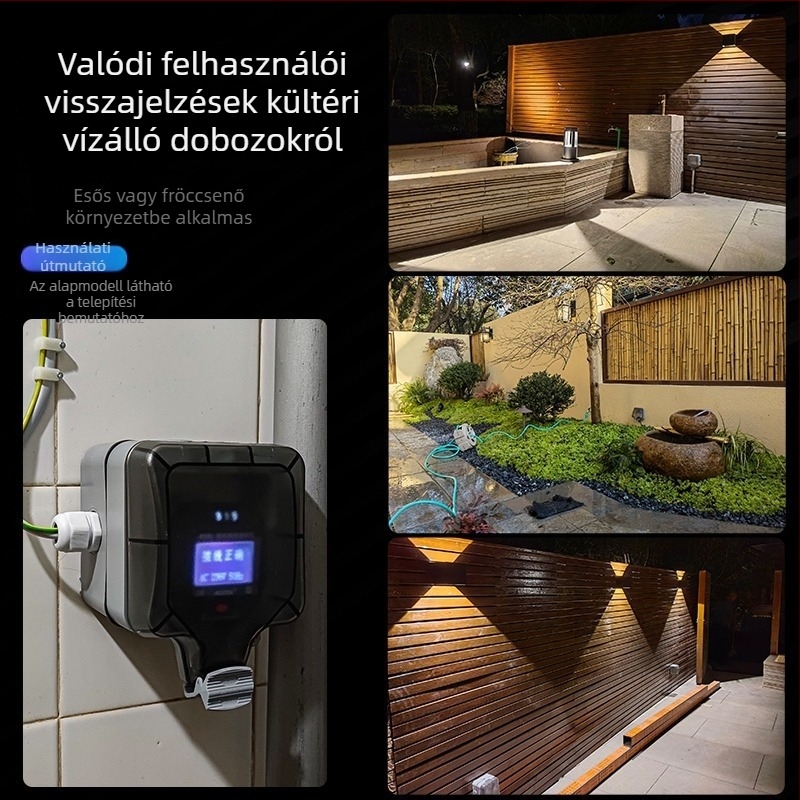 Vízálló kültéri elosztó doboz, felületre szerelhető, műanyag kapcsoló doboz szivárgásvédelmi funkcióval
