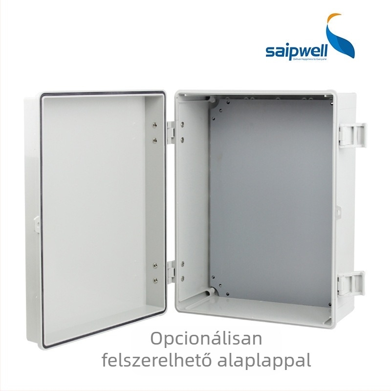 Kábeles vízálló kötődoboz csatos mérődobozzal, pántos fedéllel, IP66, PC ipari műanyag, lemezvastagság 2,5 mm, CE