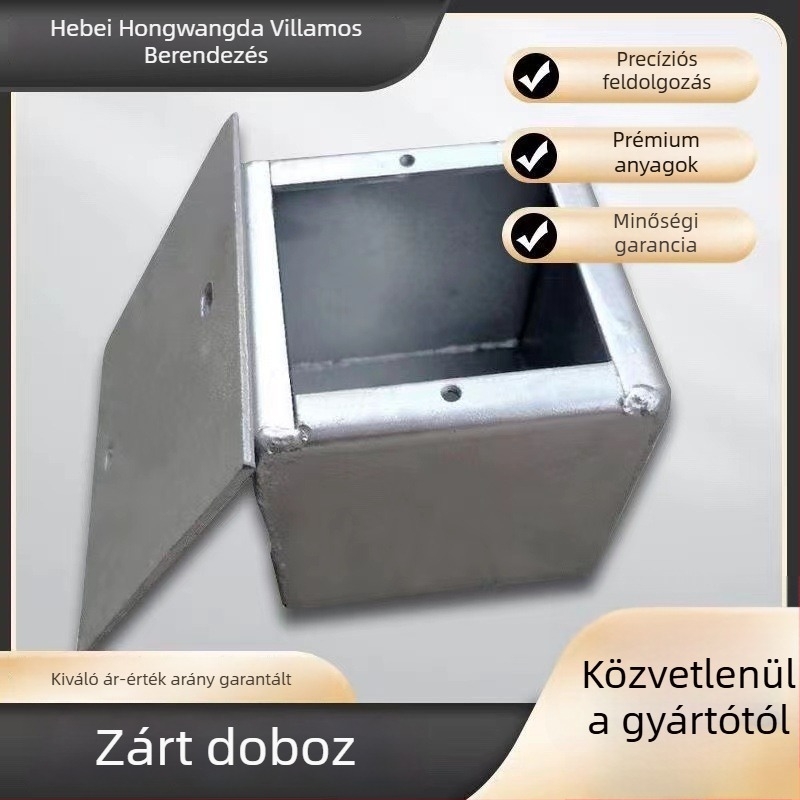 Zárt kapcsolódoboz, robusztus és vízálló, forróhorganyzott fém ház és vasfedél