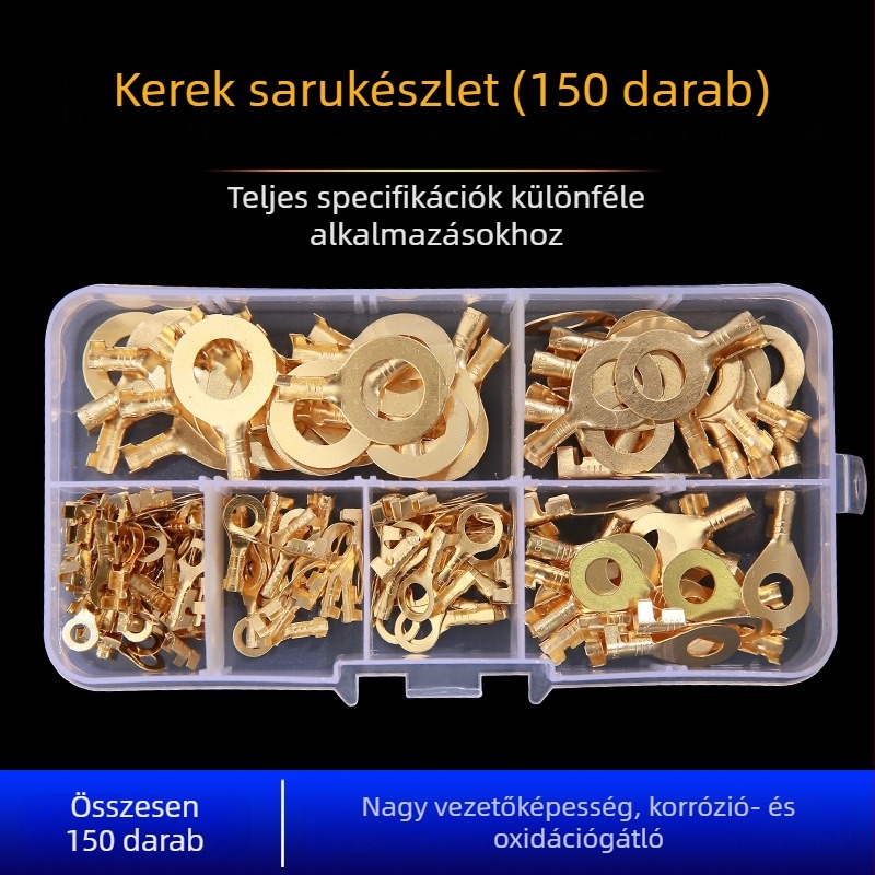 150 darabos üres gyűrűs terminál készlet kábelekhez, méretek M3–M10