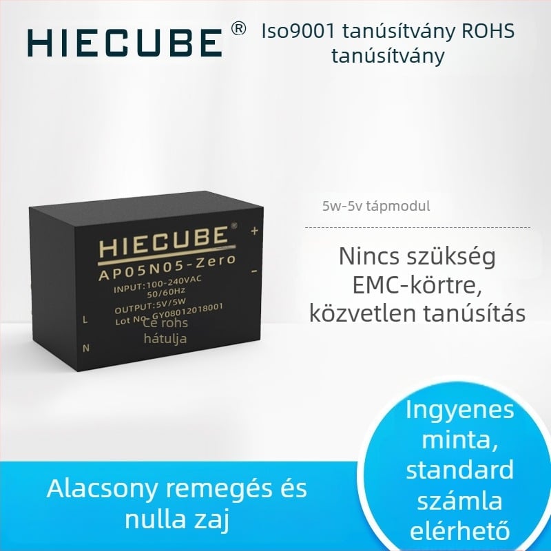 High Energy Cube 5W AC-DC kapcsoló tápegység modul, bemenet 220V, kimenet 5V1A, izolált, CE tanúsított (AP05N05-Zero)