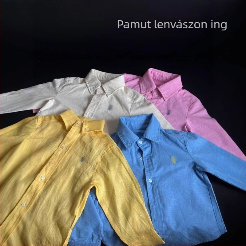 Gyerekek hosszú ujjú ing – uniszex, brit stílus, 50% pamut, 3–8 éveseknek