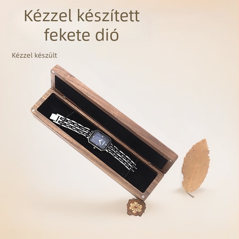 Női hosszú óratartó doboz diófából, vintage kézi készítésű, CNC gravírozással, modell RM-WWB501, alkalmas ajándék- és ékszercsomagoláshoz