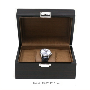 Órát és ékszereket tartó doboz, PU bőr, jelszavas zár, melegnyomott logó