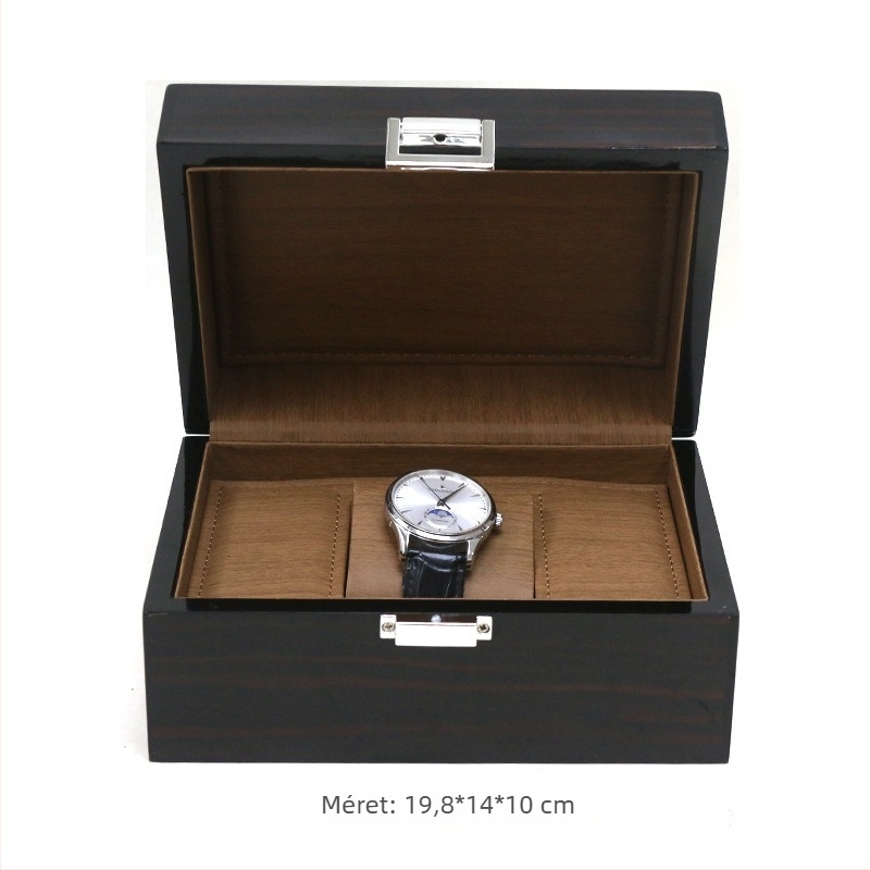 Órát és ékszereket tartó doboz, PU bőr, jelszavas zár, melegnyomott logó