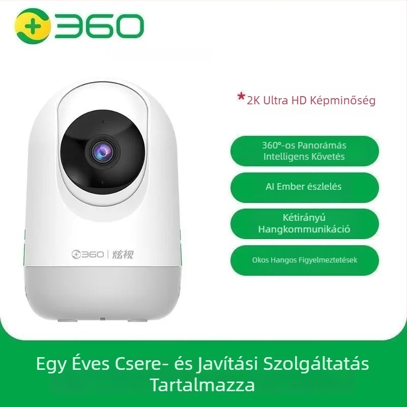 360° beltéri felügyeleti kamera forgatható, 1080p, 4 mm széles látómező, Wi‑Fi, távoli megtekintés