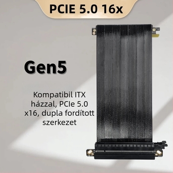 PCIe 5.0 x16 GPU bővítőkábel ITX házhoz – adapter, Gen5, 20 cm
