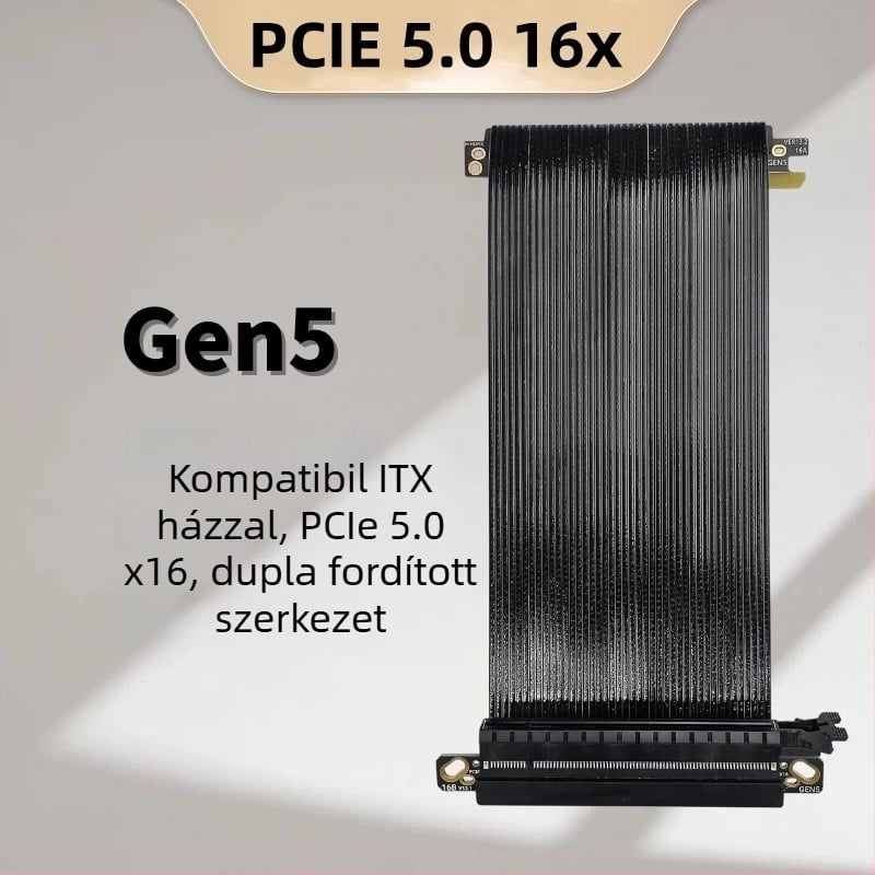 PCIe 5.0 x16 GPU bővítőkábel ITX házhoz – adapter, Gen5, 20 cm