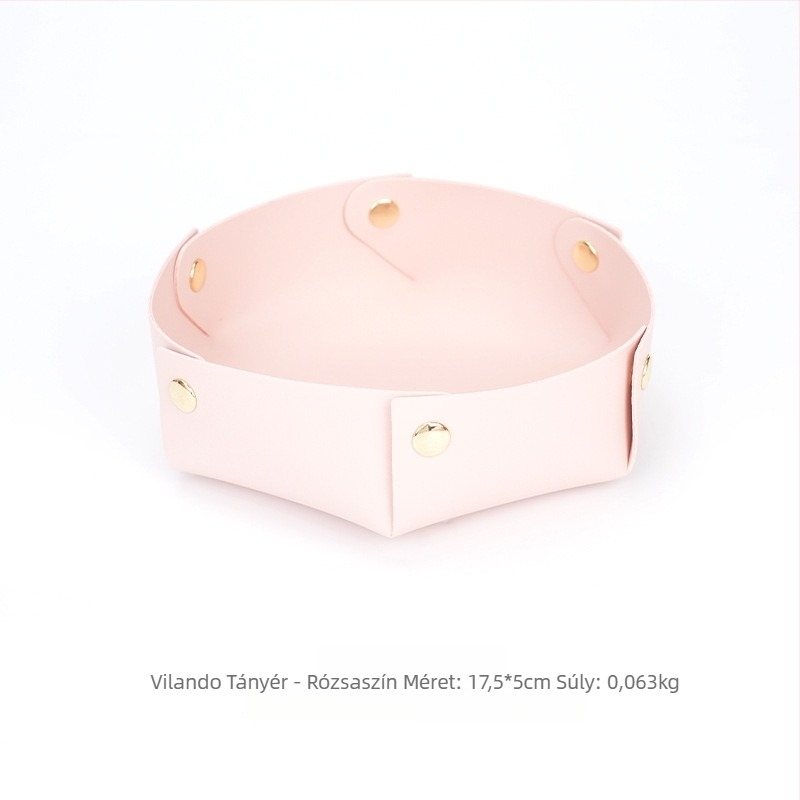 Kör alakú PU bőr tároló – Asztali rendező smink és ékszerek számára – Skandináv stílus