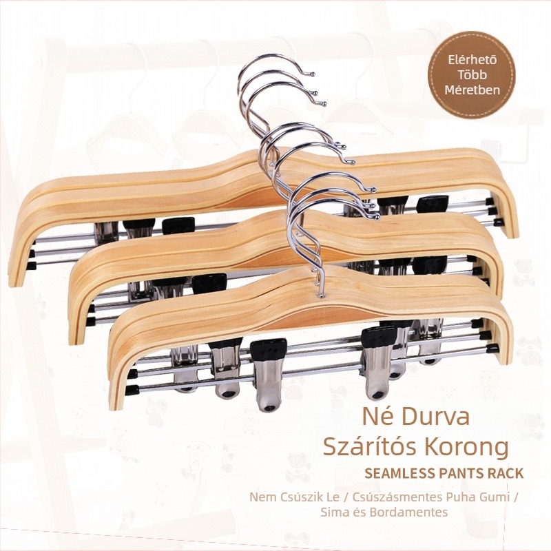 Fa nadrágakasztók klipekkel, modern minimalista kialakítás (Anyag: Fa; Stílus: Modern egyszerű; Márka: Más; Nincs logó)