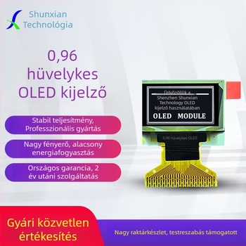 OLED kijelző, 30-pins interfész, I2C és SPI támogatás, tűtávolság 0,7 mm, ipari ellenőrző műszer