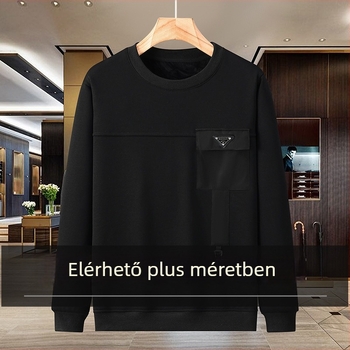 Plusz méretű férfi pulóver fleece-béléssel, vast, laza szabású, hosszú ujjú, őszi-téli
