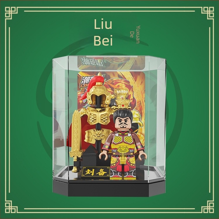 Építő blokkok – Három Királyság páncélozott verzió Water Margin hőse; rejtett dobozos (blind box), oktató DIY minifigurás modell, ABS műanyag, 7–14 éveseknek