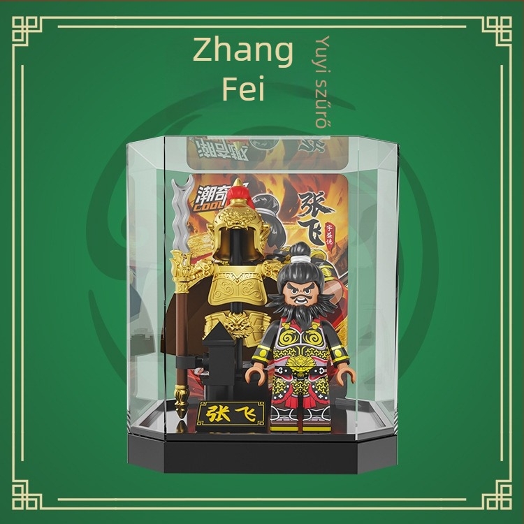 Építő blokkok – Három Királyság páncélozott verzió Water Margin hőse; rejtett dobozos (blind box), oktató DIY minifigurás modell, ABS műanyag, 7–14 éveseknek