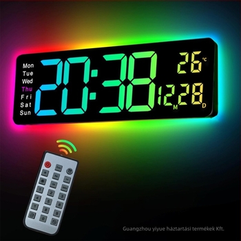 Fali óra LED számokkal, elektronikus működtetés, külső tápegység, ébresztő, örök naptár