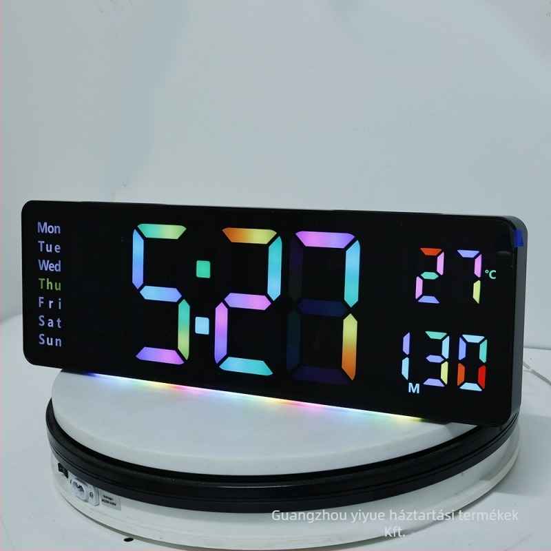 Fali óra LED számokkal, elektronikus működtetés, külső tápegység, ébresztő, örök naptár