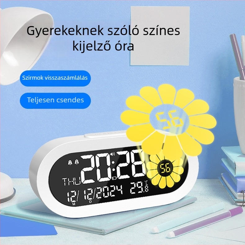 Ébresztőóra naptárral, hőmérővel, krónográffal és világidővel — LED kijelző