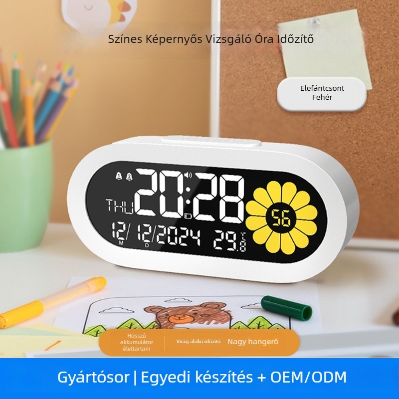 Ébresztőóra naptárral, hőmérővel, krónográffal és világidővel — LED kijelző