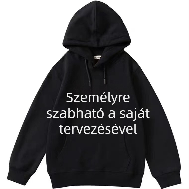 Kapucnis pulóver, hímzett reklámlogóval, 50% pamut, hosszú ujjak, oldalsó zseb