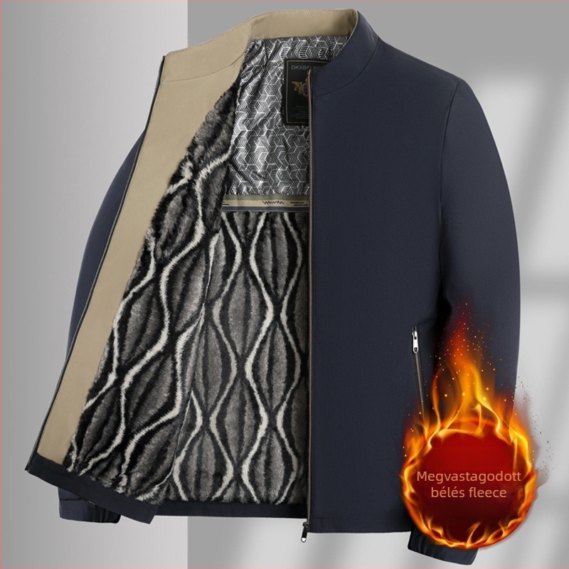Férfi corduroy dzseki fleece béléssel, kapucnival, cipzár, karcsú szabás