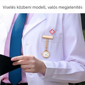 Ápolónői zsebóra gravírozással, kvarc működésű, vízálló 10 m, fém tokkal és pánttal