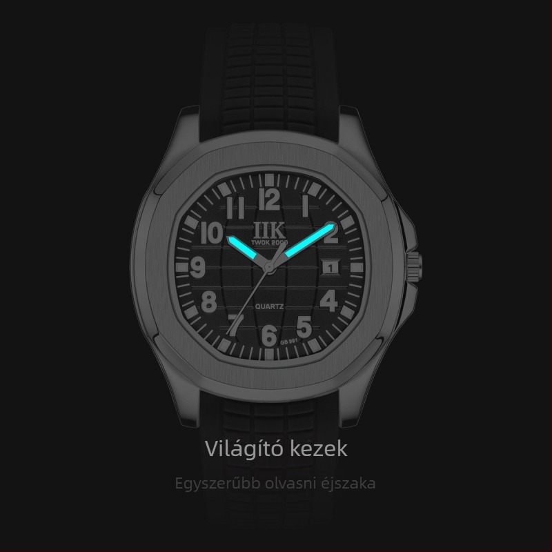 Férfi kvarc lumineszkáló sportóra GB991, szilikon szíj, ötvözet tokkal, 30M vízállóság