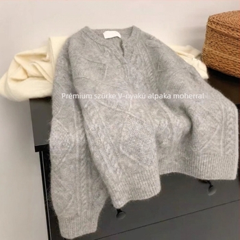 Női ultratan kecskebőr kötött pulóver, hosszú ujjú, városi stílus, magas derekú fazon