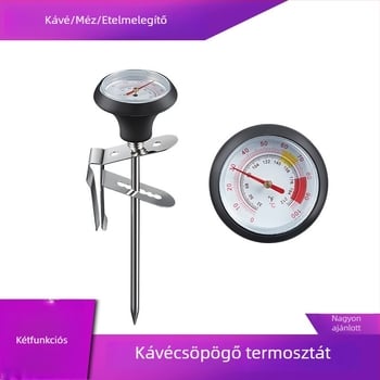 Kávéhőmérő klipszes rozsdamentes acél szenzorral a tejhab hőmérsékletének mérésére