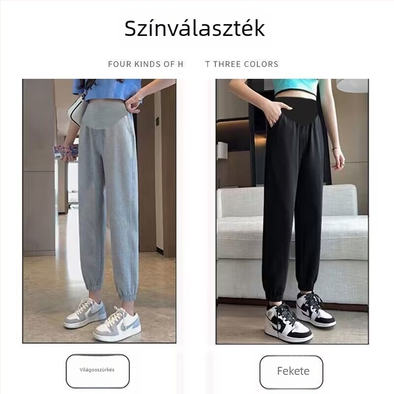 Kismama nadrág, bő szabású, pamut anyag, 70–80% pamut, nadrág közepes elasztikával a derekán, 2023 ősz