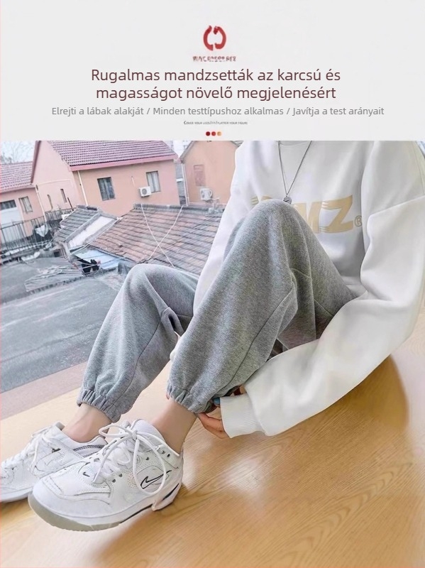 Őszi–téli kismama nadrág fleece béléssel, lantern stílusú, szabad fazon, 80–90% pamut, has támogatás