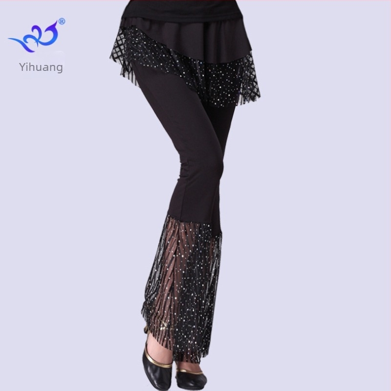 Női tánc nadrágszoknya flitterekkel, Milk Silk anyag, 95% poliészter, 5% spandex, nőknek, latin, square és ballroom táncra